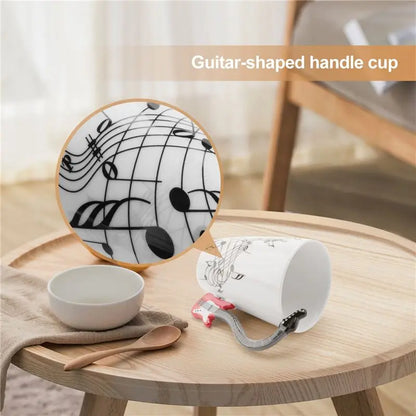 ABAH-Creative Music Style Guitar Mug Coffee Tea Milk Stave Cups With Handle Coffee Mug Novelty Gifts Red Guitar Black |...
