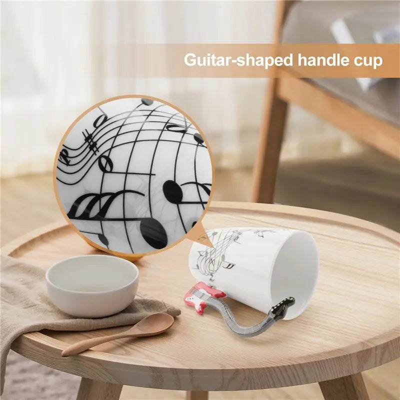 ABAH-Creative Music Style Guitar Mug Coffee Tea Milk Stave Cups With Handle Coffee Mug Novelty Gifts Red Guitar Black |...