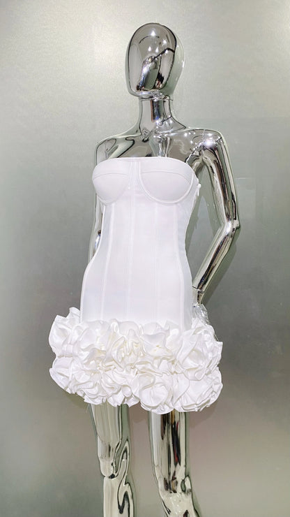 Red Color Women Sexy Strapless Ball Gown Mini Dress Celebrity Red Carpet Fashion Evening Party Celebrate Dress Wholesale