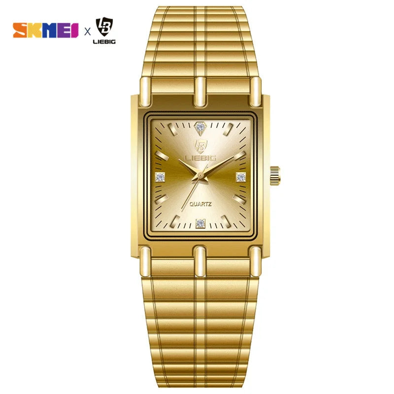 2022 Luxury Gold Steel Bracelet Wristwatches Female Male Clock Golden Quartz Watch For Men Women Watches relogio masculino L1018