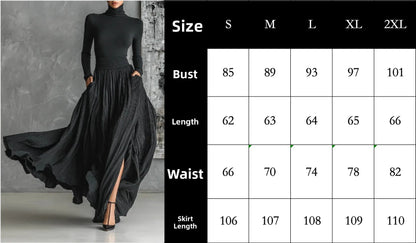 Elegant Cotton Linen High Collar Top High Waist Midi Skirt Set Comfortable Casual Urban Style Polyester Long Sleeve Women's Suit