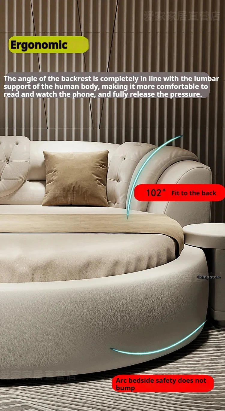 European Style Large Double Bed Round Modern Minimalist Princess Double Bed Luxury Human Camas De Dormitorio Bedroom...