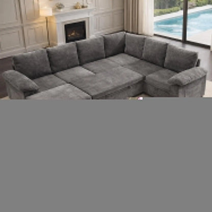 108 Inch Sectional Sleeper L Shaped Sofa with Pull Out Bed, 7 Seat Modular Sectional Sofa with Storage, Modern,...