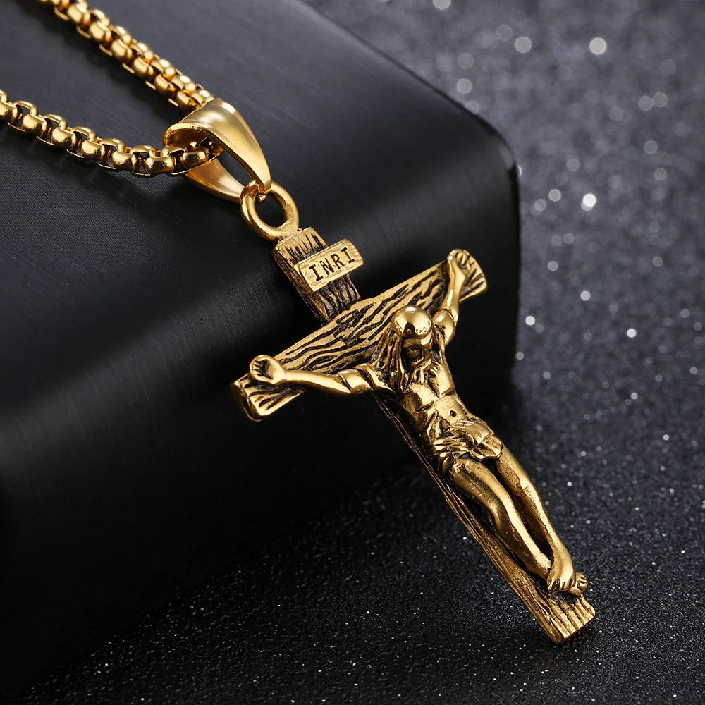 Premium Cross Necklace for Women 18k Gold Plated Trendy Gold Cross Pendant Chain for Girls Crucifix Necklace for Women Girls