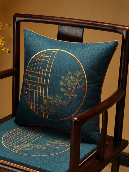 Embroidered Chinese Luxury Cushion Cover 45x45cm Elegant Crane Decorative Linen Pillowcase Living Room Sofa Autumn Pillow Covers