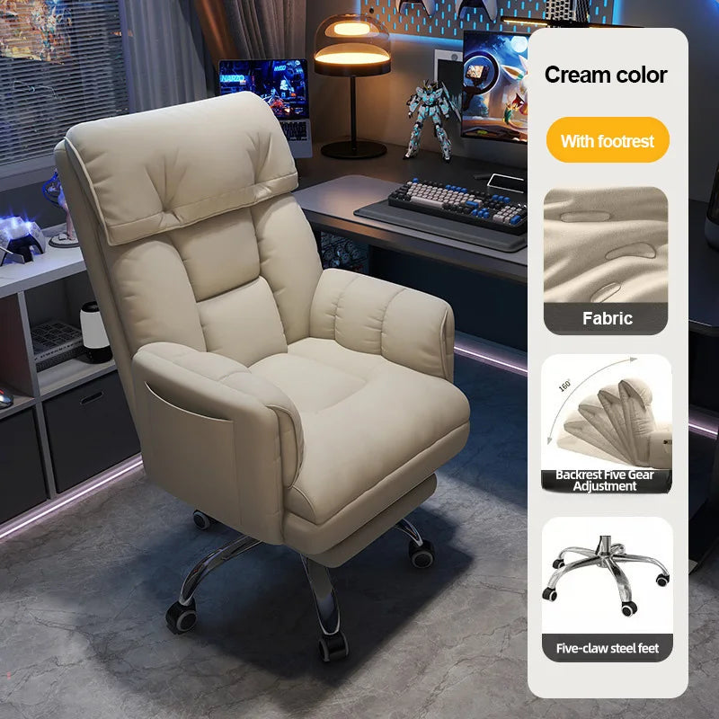 Ergonomic Computer Chair Home Office Recliner Sofa Boy Comfortable Sedentary Gaming Chair with Retractable Footrest For Relaxing - Kimlud