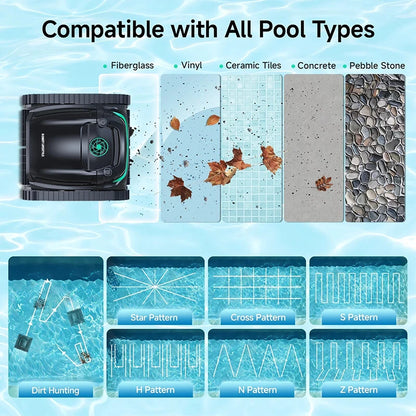 Cordless Robot Pool Cleaner M2 for Big Swimming Pools Battery 10000mAh Visual Actively Scheduled Cleaning Dual-layer Filtration