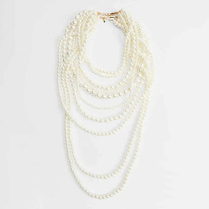 Girlgo Zaa MULTI-STRAND FAUX PEARL NECKLACE,Autumn Suit Sweater, Long Necklace, Daily Shopping Wedding Jewelry