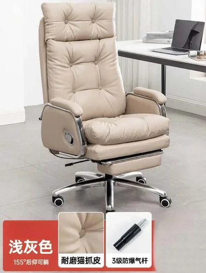 Leather Wheel Office Chair Adjustable Comfortable Modern Ergonomic Chair Mobile Computer Designer Silla Oficina Salon FurnitureY - Kimlud