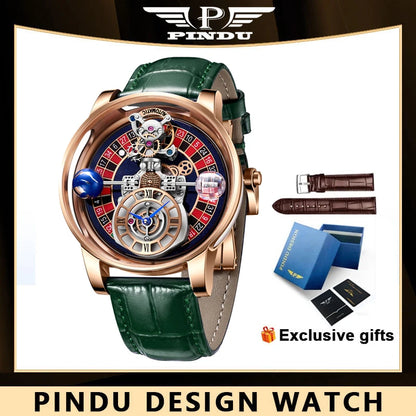 2024 PINDU DESIGN Men Watches Top Brands Luxury Celestial Series Roulette Creative Watch Quartz Wristwatch Montre Homme