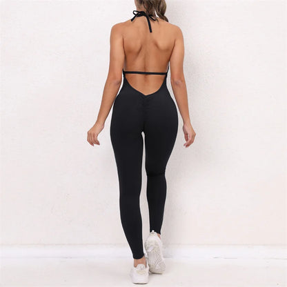 Fitness Jumpsuits Women Sports Bodysuit Scrunch Butt Romper Booty Leggings Push Up Yoga Pants Workout Clothing Gym Activewear
