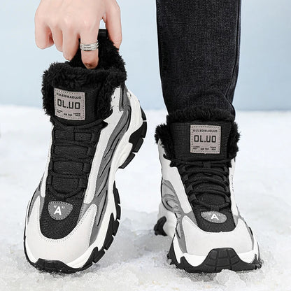 Men's Thermal Waterproof Winter Boots - Non-Slip Plush Lined Snow Sneakers for Cold Weather