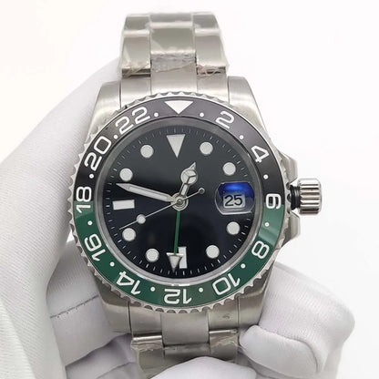 Men's New Elegant White GMT Watch, NH34 Movement, Sapphire Glass, Stainless Steel Waterproof Men's Mechanical Watch