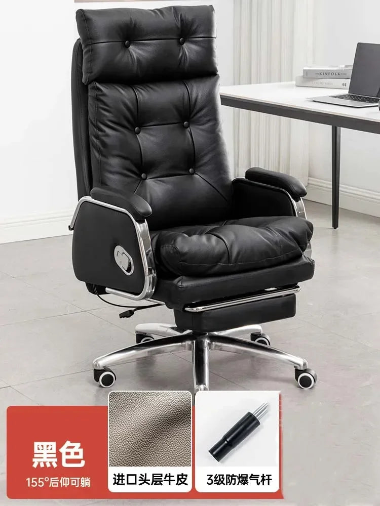 Leather Wheel Office Chair Adjustable Comfortable Modern Ergonomic Chair Mobile Computer Designer Silla Oficina Salon FurnitureY - Kimlud