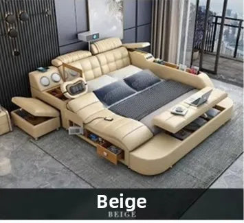 Hotsale Luxury Leather Smart Bed Multifunctional Bed Tatami King Size Platform Upholstered Fabric Soft Bed Storage Music Speaker