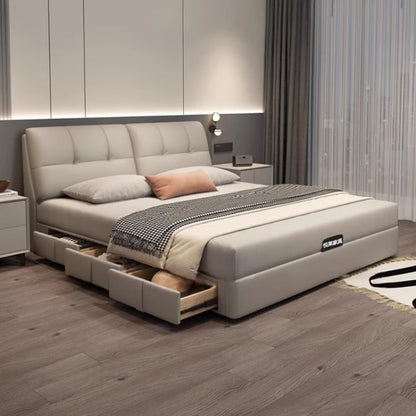 Storage Leather Double Bed Modern Minimalist Frame Luxury Double Bed Cheap Storage Camas Matrimoniales Bedroom Furniture...