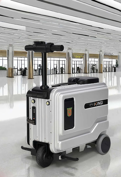 Deluxe Electric Scooter Luggage Children's Cabin Portable Smart Luggage Comfortable Seat Silver Trolley Multipurpose Bag...