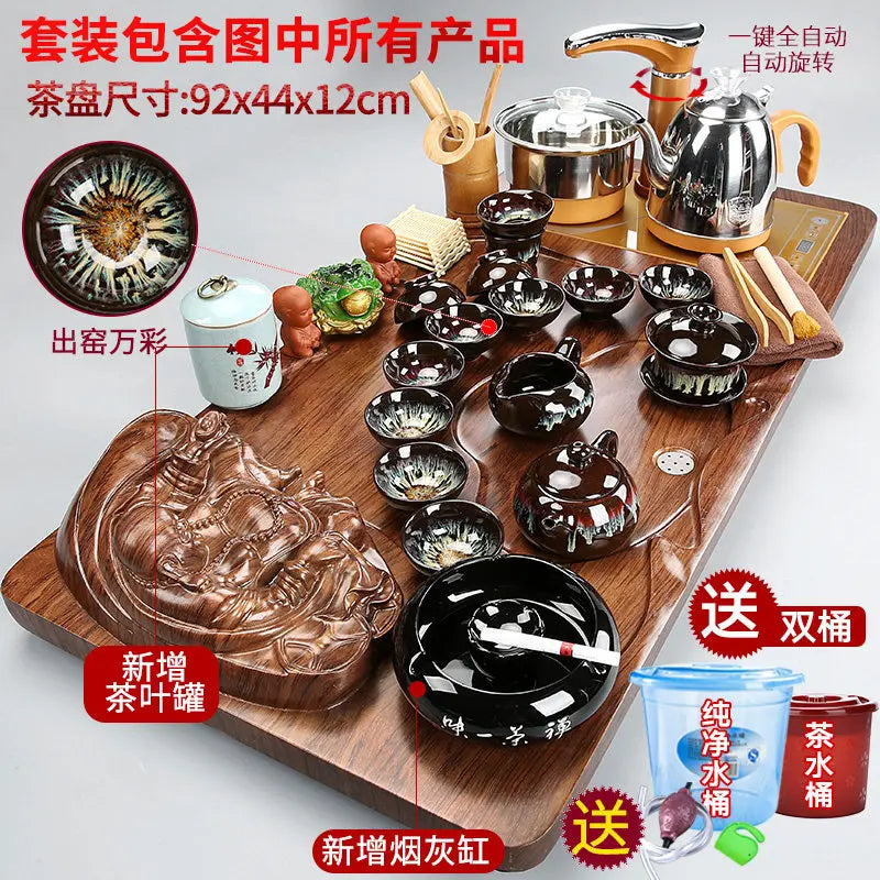 Luxury Rectangle Tea Tray Hospitality Ceremony Serving Accessories Drainage Tea Tray Chinese Kung Fu Bandejas Home...