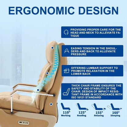 Dual Motor Executive Home Office Chair with Footrest One-Click Electric Recline with Massage  Pillow Support 430LBS Big and Tall