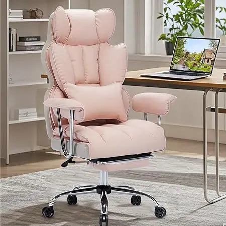 "durable heavy-duty office chair for 400lbs capacity with footrest, ideal for home office desks, available in pink for big and t - Kimlud