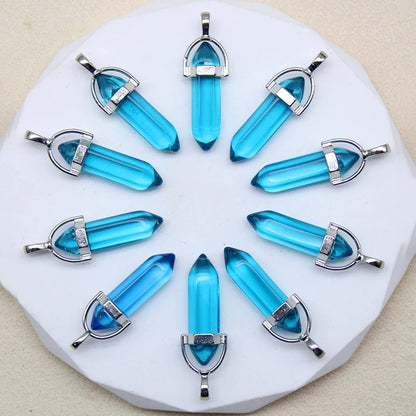 New Fashion Glass Colorfull Pillar Point Charm Pendants for Jewelry Pendants Making 24pcs/lot Wholesale Free Shipping