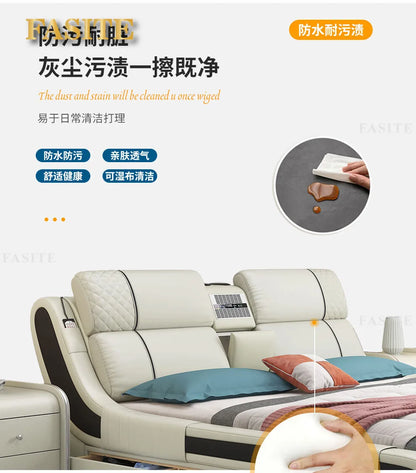 Modern Simple Massage Bed Luxury Water Proof Design Bedframe Double Bed Smart White Nordic Furniture | Kimlud Luxury Bed