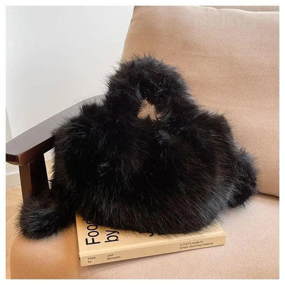 1 Pcs New Ladies Crossbody Large-capacity Plush Bag Handbag Imitation Fur Women's New Banquet Party Handbags Cute Bucket Bag
