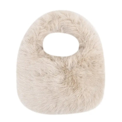 Winter Soft Plush Half Moon Bag Faux Fur Party Clutch Bag Lady Handbags Fluffy Female Winter Purse Casual Tote Bag Fashional Bag