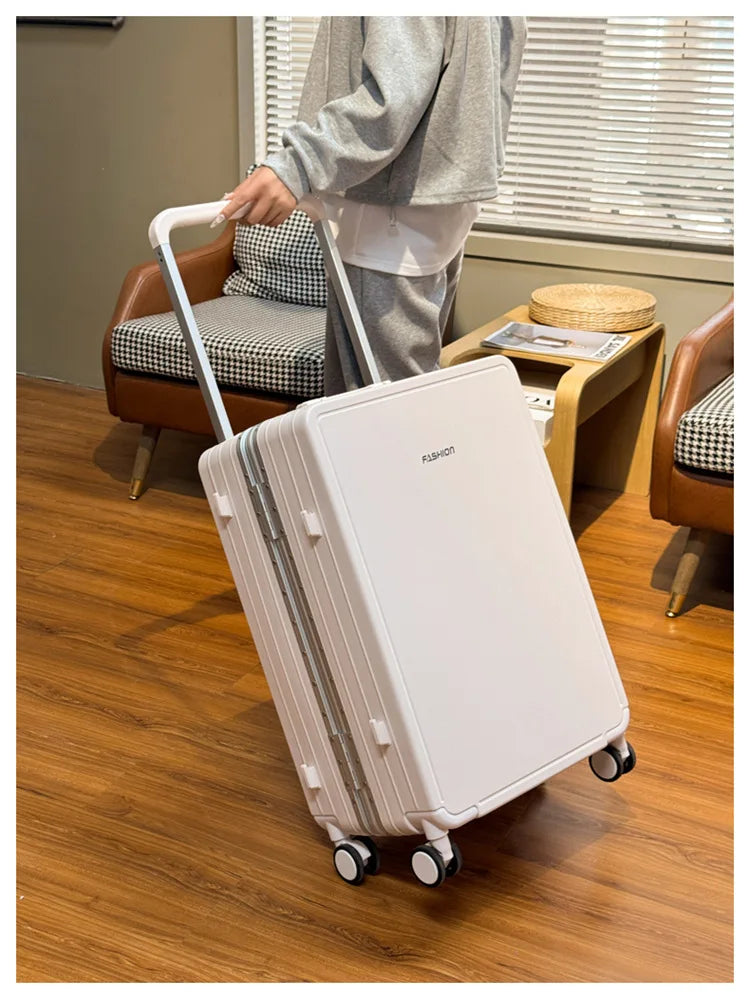 Travel Suitcase Aluminium Frame Wide Trolley Luggage Female Large Capacity Mute Universal Wheel Password Box Carry on...