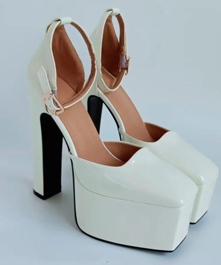 New Brand Women's Shoes Super High Heel Party Fashion Thick Sole Leather Shoes Bridal Shoes Wedding Party Shoes Women Summer