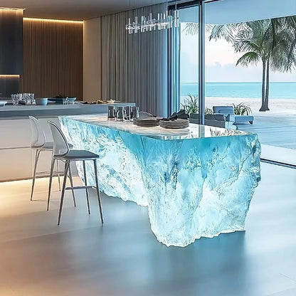 Transparent Island Villa Bar Home Art High-end Resin Glacier Coffee Table
