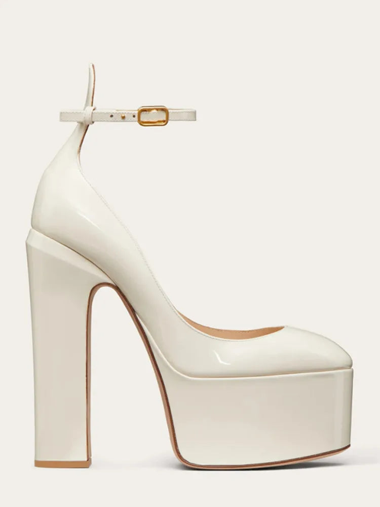 New Brand Women's Shoes Super High Heel Party Fashion Thick Sole Leather Shoes Bridal Shoes Wedding Party Shoes Women Summer