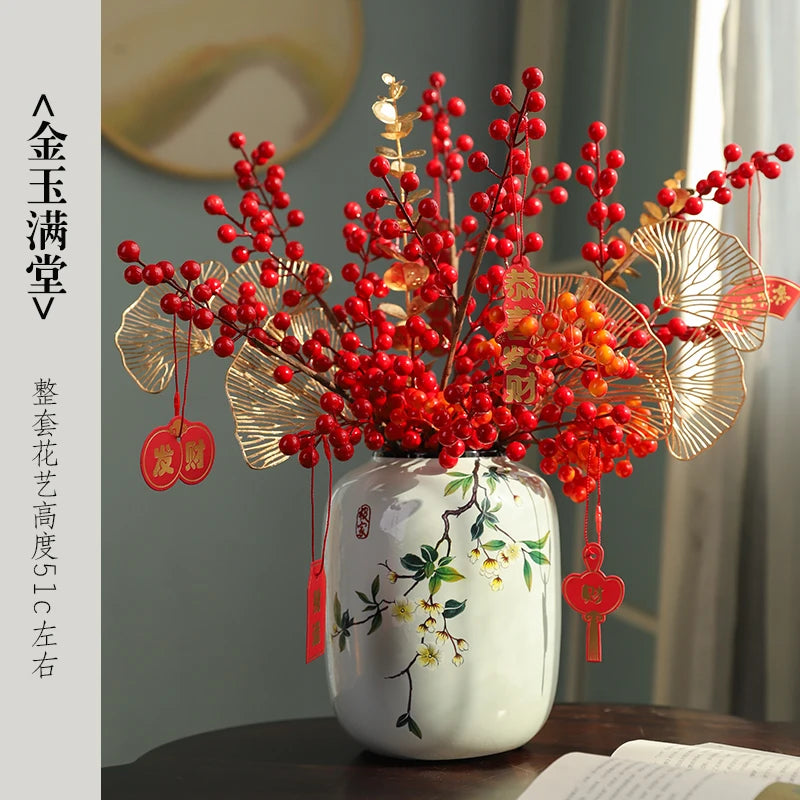 Chinese ceramic vase ornament, living room entrance floral art, home hydroponics creative simple round housewarming gift flower