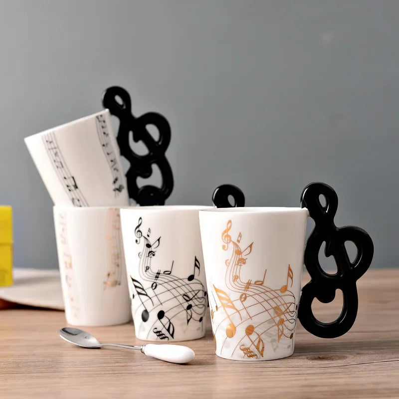 Novelty Music Note Cup Ceramic Guitar Coffee Mugs Personality Tea/Milk/Juice/Lemon Water Bottle Christmas Birthday Gift...