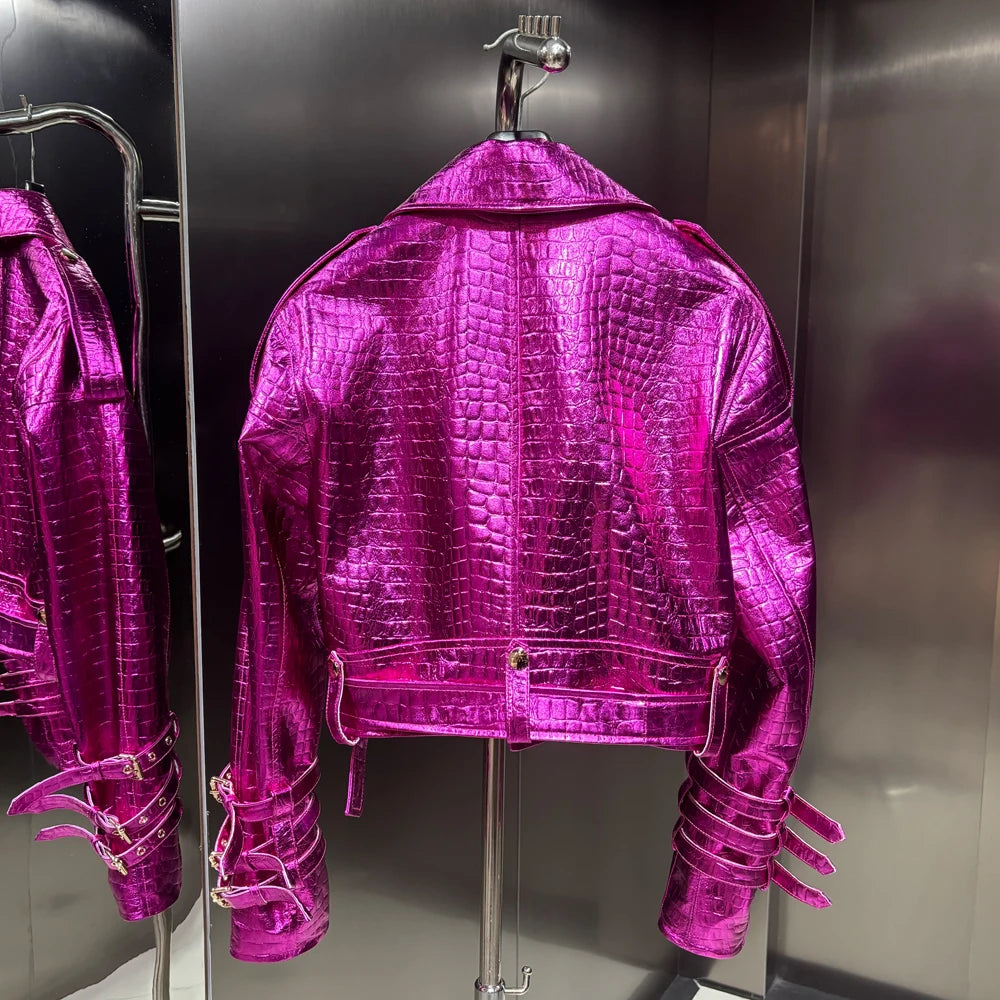 2025 Spring Belt Leather Jacket Women Real Sheepskin Coat Warm Autumn Women Lambskin Cloth