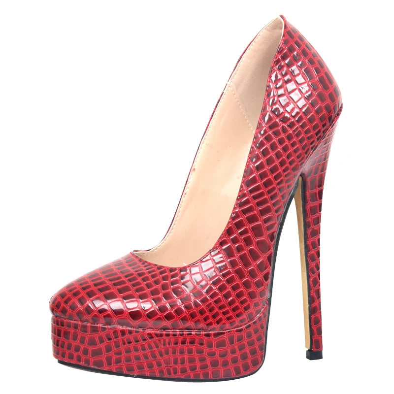 18cm High Heels Sexy Platform Boots Pointed Toe Pumps Party Shoes Plus Size 36-46