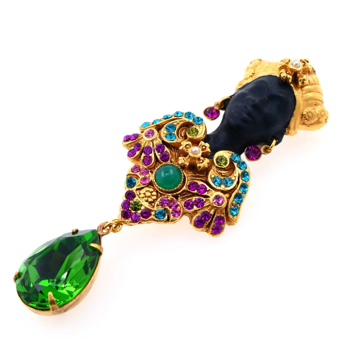 Vintage Women Men Classic Crystal Pendant Sheik Brooch Badges Retro Classic Lady Palace Rhinestone Enamel Pin Accessories