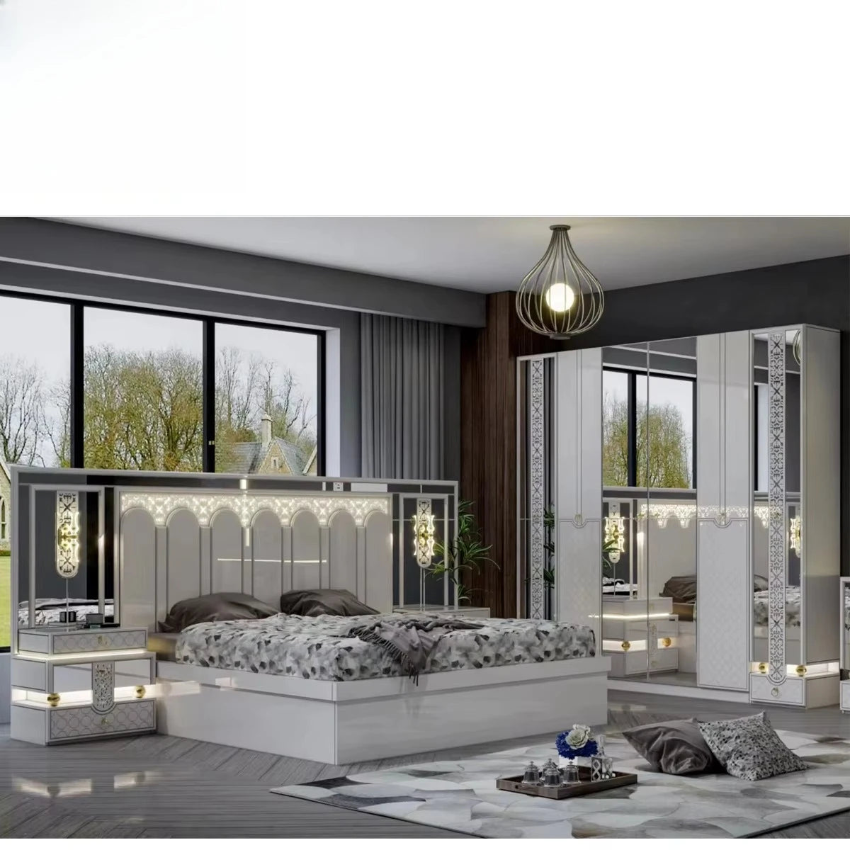 Furniture Bed Master Bedroom Set Paint Melamine MDF Bedroom Set Bedroom Furniture - Kimlud