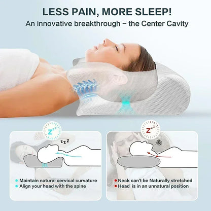 1pc Memory Foam Cervical Pillow Fast Rebound Memory Sleeping Pillows 2in1 Ergonomic Orthopedic Pillow for Neck Pain Neck Pillow