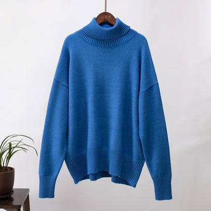 2024 Autumn and Winter New Thick Cashmere Sweater Women High Neck Pullover Sweater Warm Loose Knitted Base Sweater Jacket Tops
