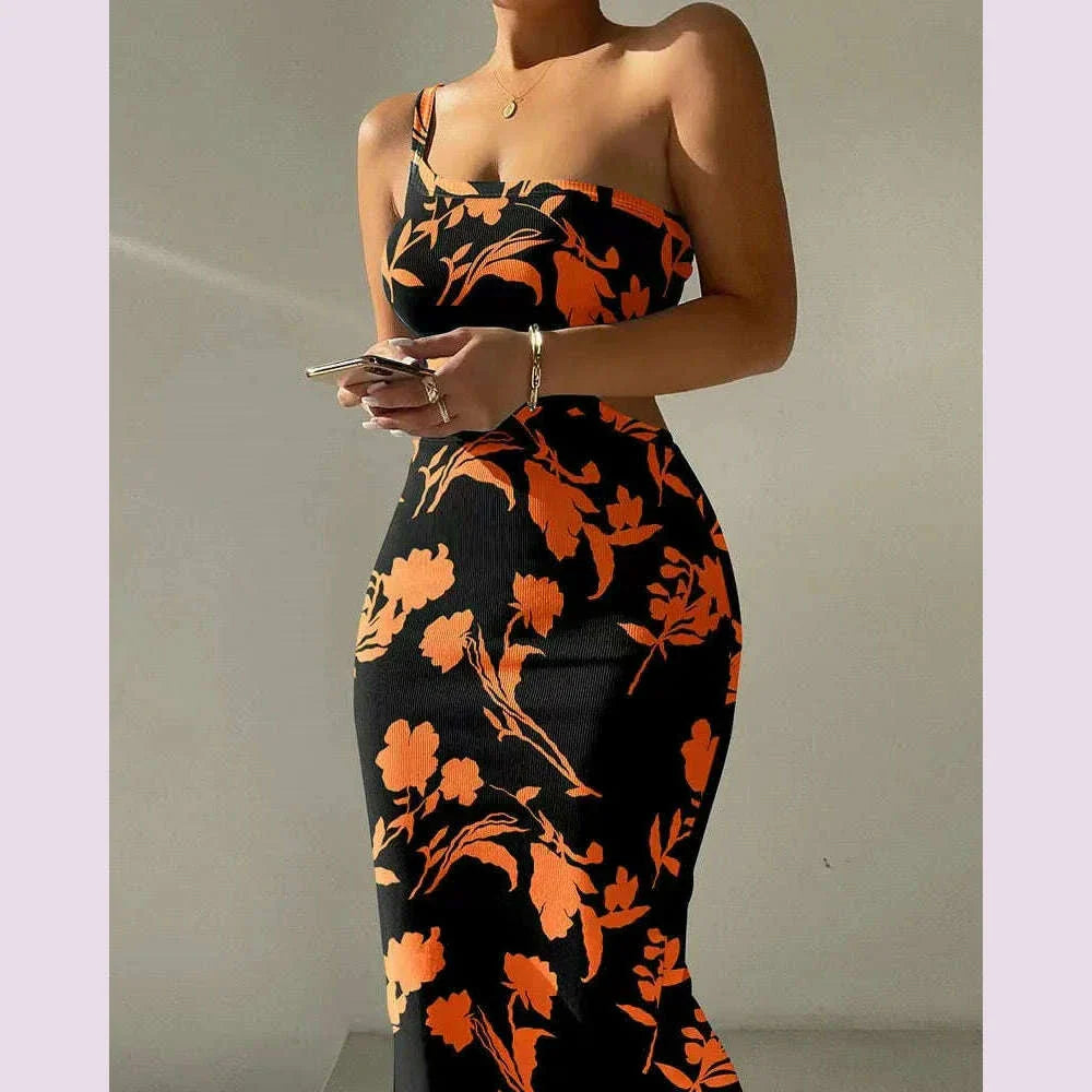 2025 Women s Sleeveless Strap O neck Sexy Belt Colorful Printed Long Skirt Evening Dress Y2k Sleeveless Solid Color Tight Fit