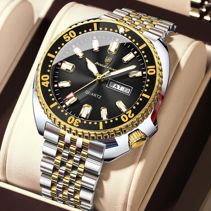 POEDAGAR Luxury Business Men Watch Date Week Waterproof Luminous Man Wristwatch Sport Stainless Steel Quartz Men's Watches Reloj
