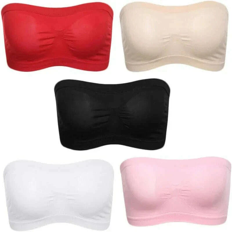Women Sexy Lingerie Lace Seamless Tube Top Breathable Strapless Bandeau Bra Underwear Without Pad Sleep Underwear Sports Bra