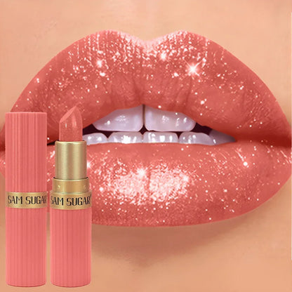 Diamond Shiny Velvet Matte Lipstick Glitter Shimmer Pearlescent Sexy Red Lip Tint Non-Stick Lip Stick High Pigment Lips Cosmetic