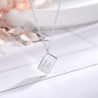 Envelope Locket Necklace with Gold Rose Gold Silver Color Love you Secret Hidden Message Pendant Necklace Gift Jewelry