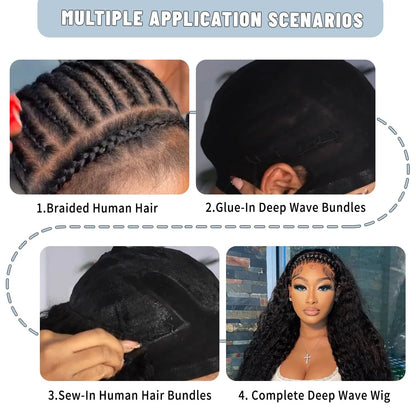 12A Brazilian Virgin 100% Human Hair Deep Wave Deep Curly Bundles Sew In Quick Weave Ponytail Closure Extensions 12-30 Inches