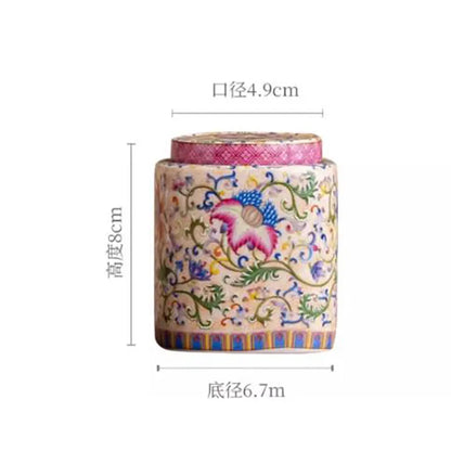Chinese Ceramic Tea Caddy Painted Jewelry Box Home Seal Candy Nuts Coffee Beans Storage Jar Kitchen Container Home Decoration