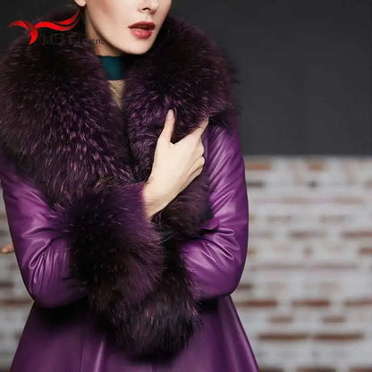Elegant Luxury Raccoon Fur Collar Cuff Set Large Size 100% Real Fur Scarf Thick Warm Ladies Shawl Coat Collar Women Winter