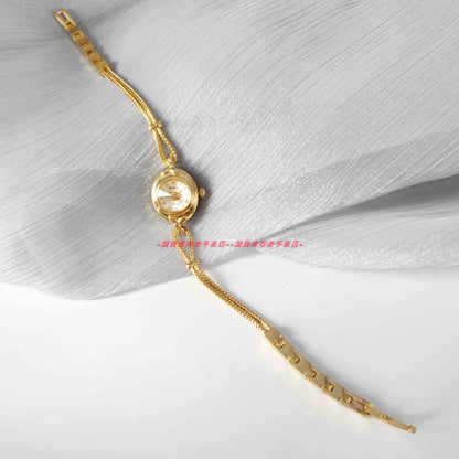 High quality 24K gold no fade brass band women watches diamond small dial square fashion luxury wristwatch for lady retro