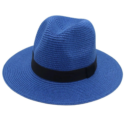 Spring and Summer Hot Selling Panama Straw Hat Square Black Ribbon Korean Style Hat for Men and Women Jazz Hat Panamahat